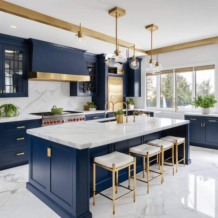 Modern Blue Kitchen Ideas_ Bright Backsplashes and Stylish Islands